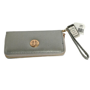 Sasha Pewter Wristlet Hand Clutch Full Zip Multi pocket with Cell phone Pocket